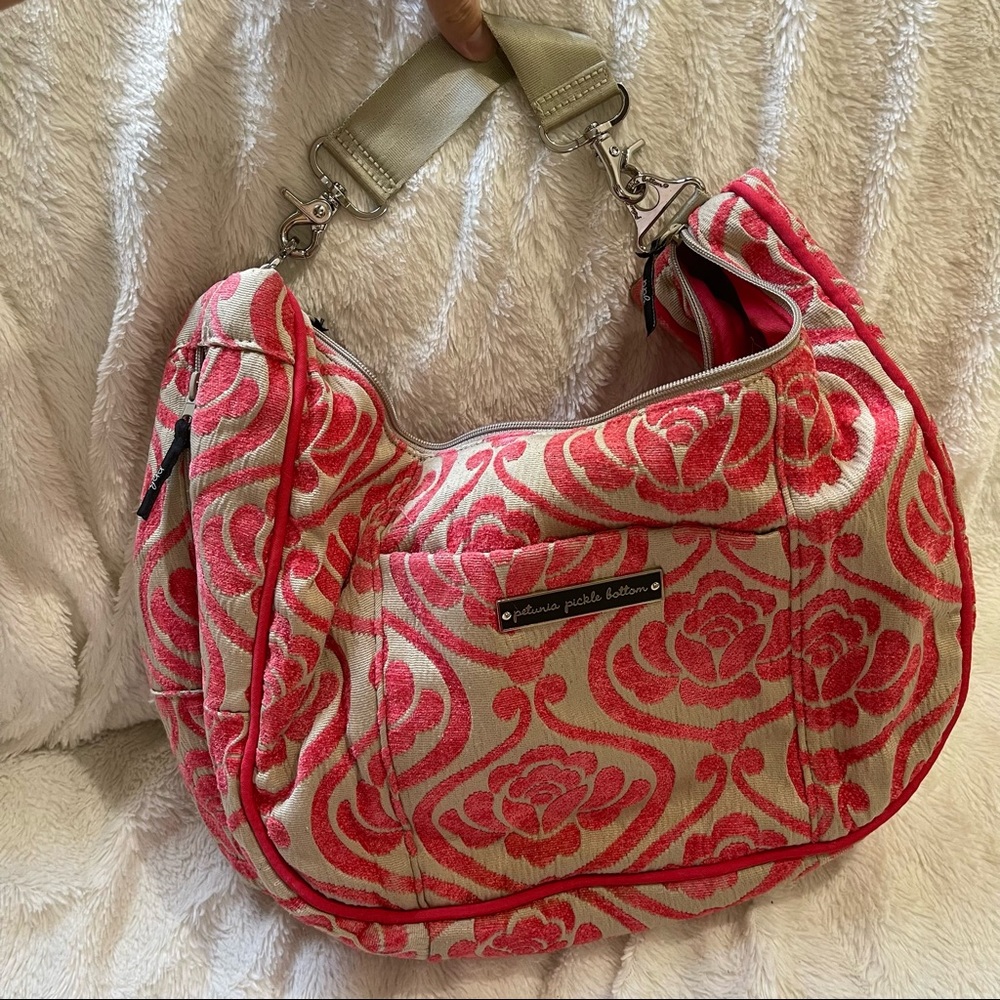 Petunia Pickle Bottom Touring Tote Red/Camel Blend Diaper Bag.